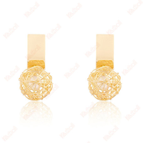 vintage rectangular braided ball earrings